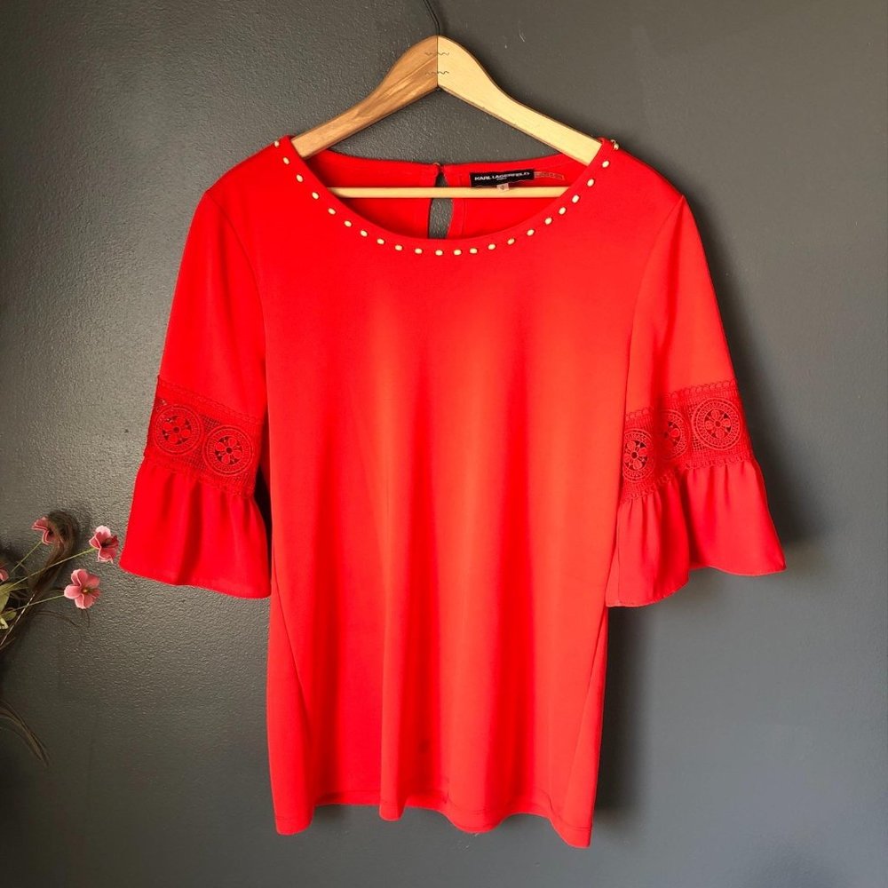 Karl Lagerfeld Short Sleeve Top Red S